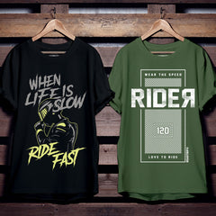 100KMPH Ride Fast Combo Pack Of 2 Heavy Duty® Oversized T-Shirts.