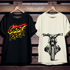 Retro Ghost Rider Combo Pack of 2 Oversized T-Shirts.