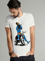 Buy Oversized streetwear Baba on Bullet Motorcycle Printed T-shirt Online - RoadTrip®