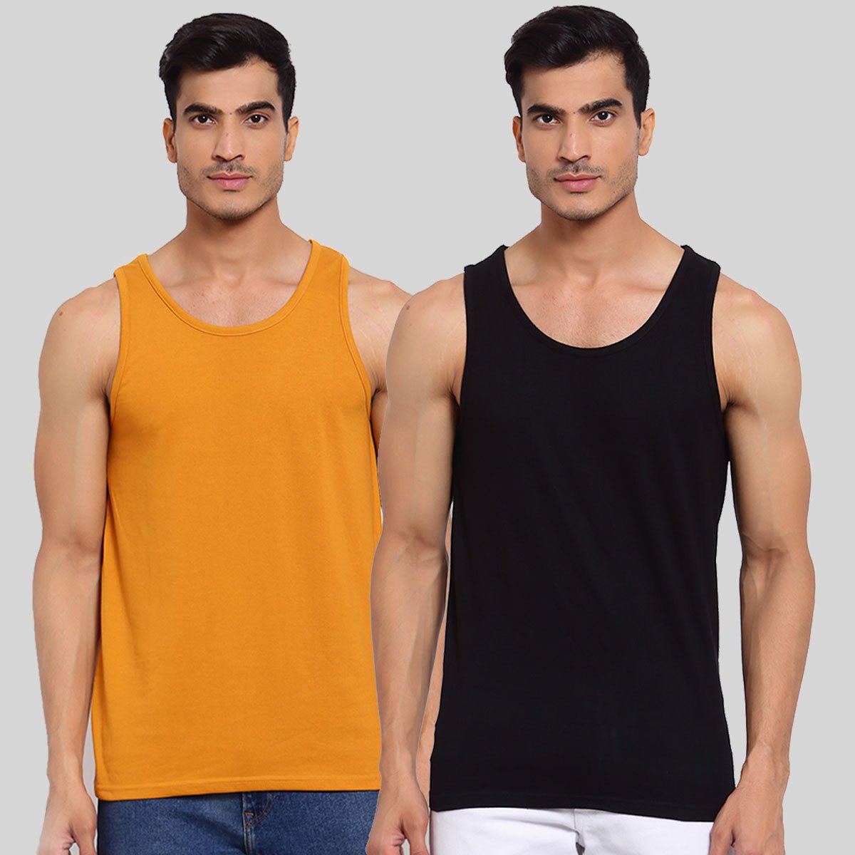 Buy Oversized streetwear Black & Mustard Solid Sleeveless Vest Online - RoadTrip®