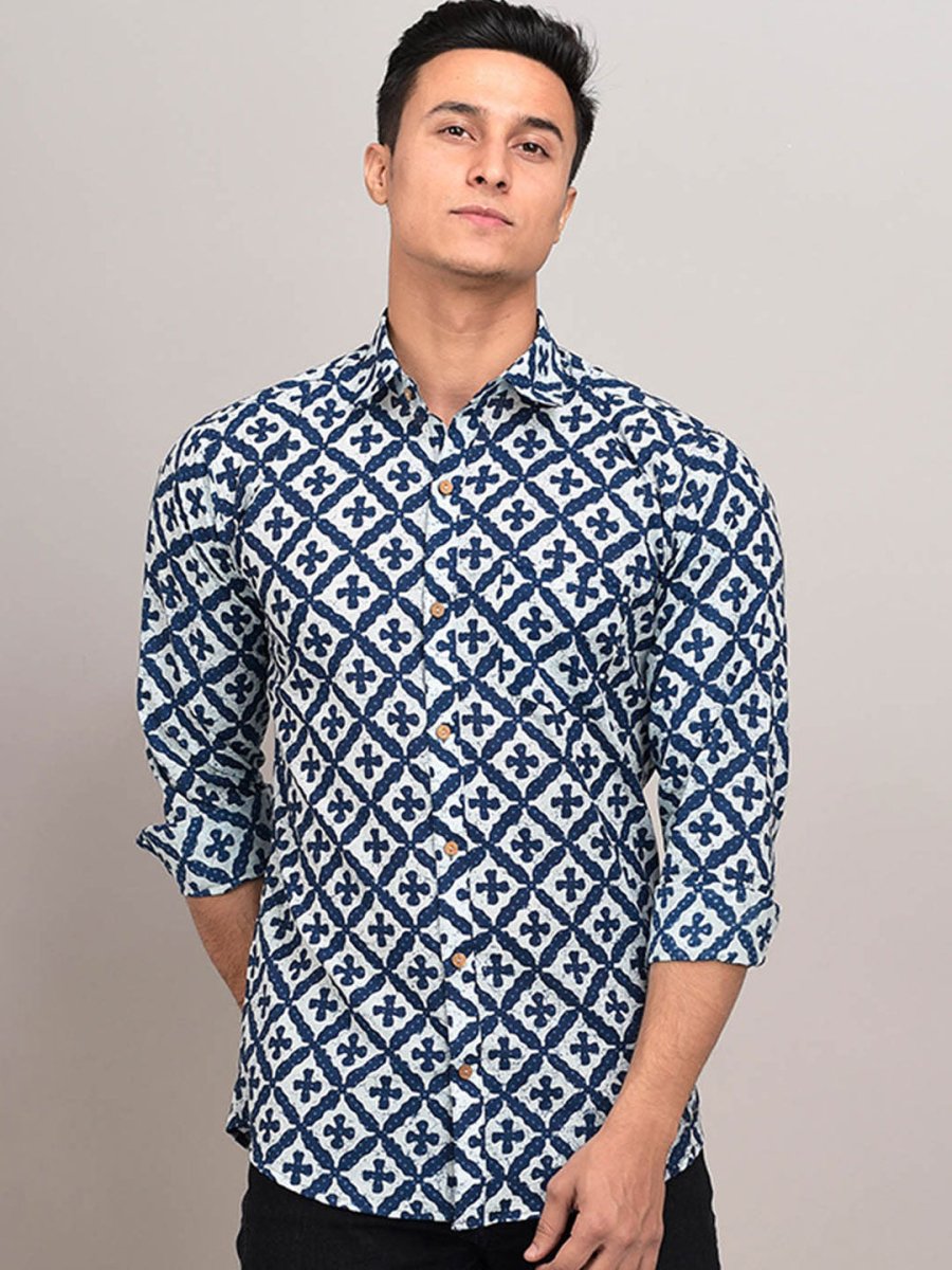 Buy Oversized streetwear Floral Block Printed Shirt Online - RoadTrip®