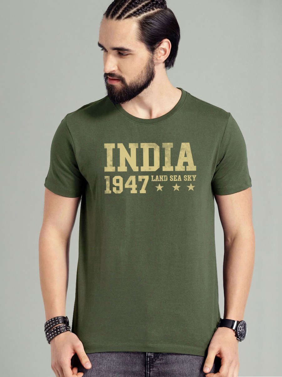 Buy Oversized streetwear INDIA 1947 Land Sea Sky Graphic T-shirt Online - RoadTrip®