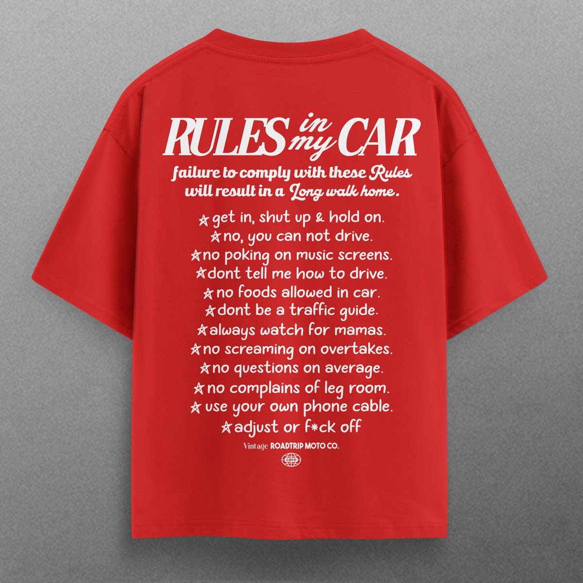 Buy Oversized streetwear MY CAR MY RULES T - SHIRT Online - RoadTrip®