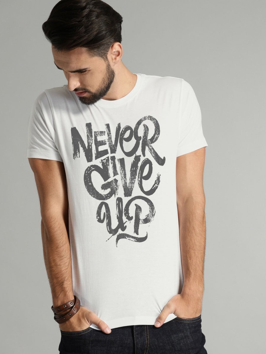 Buy Oversized streetwear Never Give Up Fitness Motivational T-shirt Online - RoadTrip®