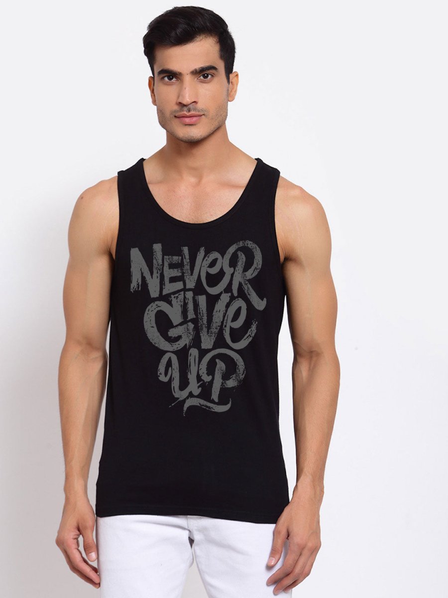 Buy Oversized streetwear Never Give Up Printed Gym Vest Online - RoadTrip®