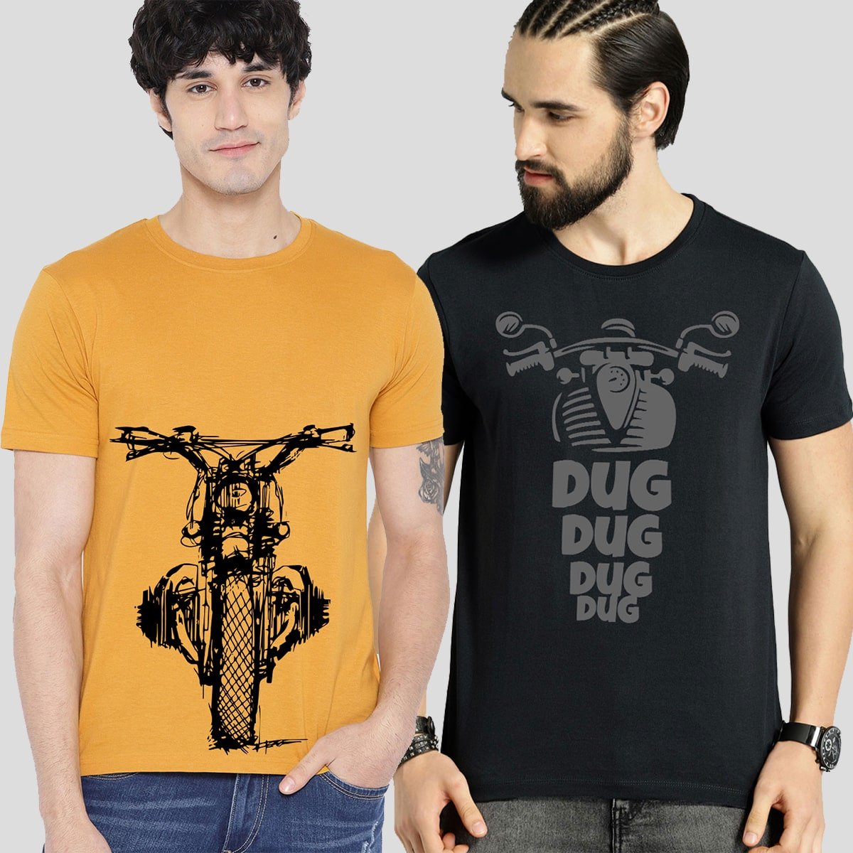 Buy Oversized streetwear Retro Bike & Dug Dug Graphic Combo T-Shirts Online - RoadTrip®