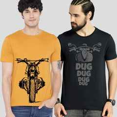Buy Oversized streetwear Retro Bike & Dug Dug Graphic Combo T-Shirts Online - RoadTrip®