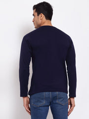 Buy Oversized streetwear Retro Style White & Navy Blue Colour Combo Henley T-Shirts Online - RoadTrip®