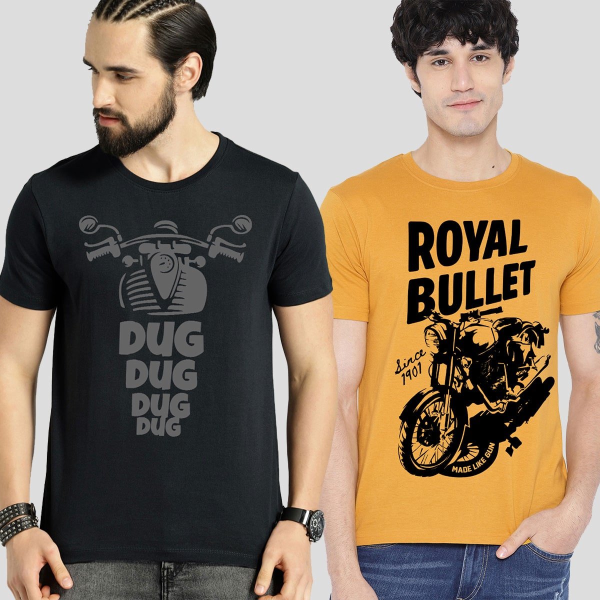 Buy Oversized streetwear Royal Bullet & Silencer Music Combo Graphic T-Shirts Online - RoadTrip®