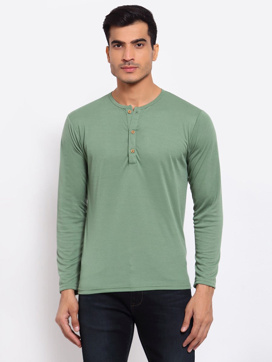 Buy Oversized streetwear Soild Full Sleeves Henley T-Shirt Online - RoadTrip®