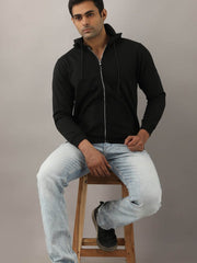 Buy Oversized streetwear Solid Black Hoodie With Zip Online - RoadTrip®