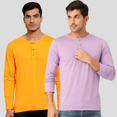 Buy Oversized streetwear Stylish Lavender & Mustard Henley T-Shirts Combo Pack Online - RoadTrip®