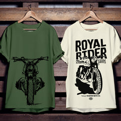 Royal & Retro Motorcycles Combo Pack of 2 Oversized T-Shirts.