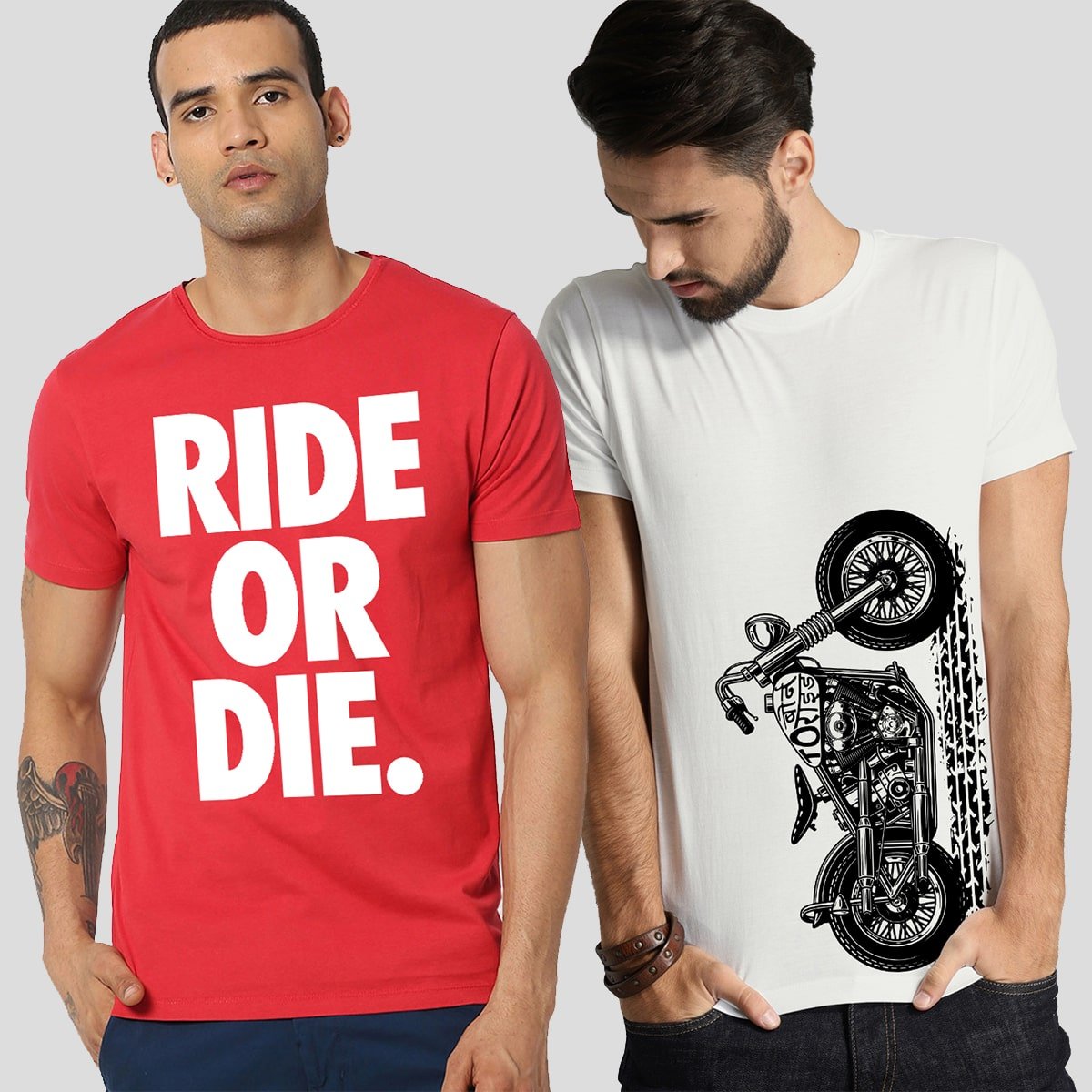 Buy Oversized streetwear Born To Ride & Ride or Die Quotes Combo T-Shirts Online - RoadTrip®