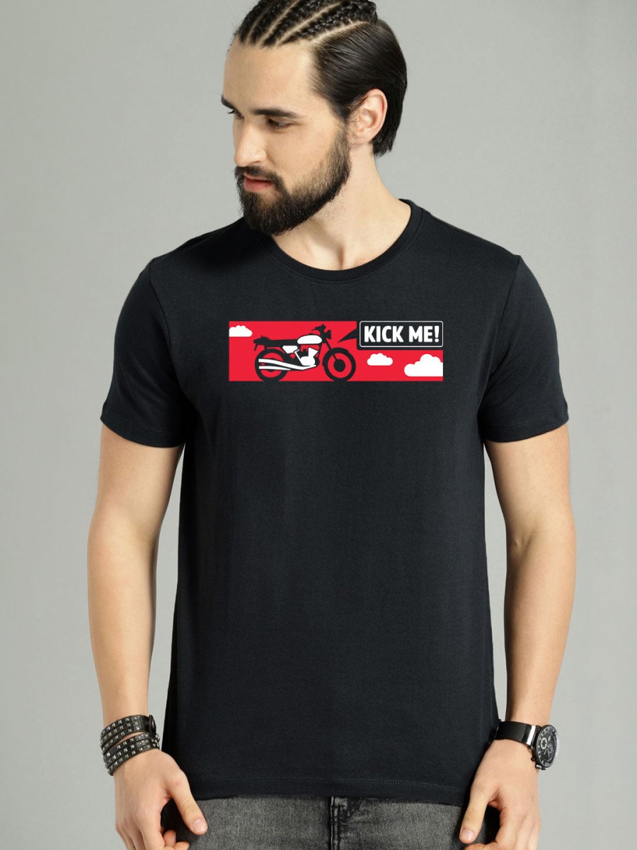 Buy Oversized streetwear Funny Kick Me Rider Printed T-shirt Online - RoadTrip®