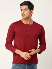 Buy Oversized streetwear Pure Cotton Full Sleeves Henley T-Shirt Online - RoadTrip®