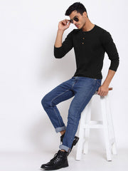 Buy Oversized streetwear Retro Style Full Sleeves Henley T-Shirt Online - RoadTrip®
