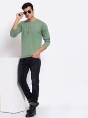 Buy Oversized streetwear Soild Full Sleeves Henley T-Shirt Online - RoadTrip®