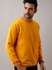 Buy Oversized streetwear Solid Mustard Full Sleeves Sweatshirt Online - RoadTrip®