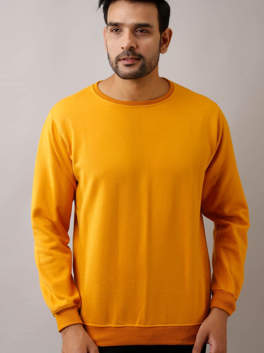 Buy Oversized streetwear Solid Mustard Full Sleeves Sweatshirt Online - RoadTrip®