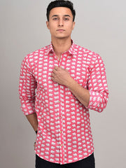 Buy Oversized streetwear Traditional Gajraj Block Printed Shirt Online - RoadTrip®