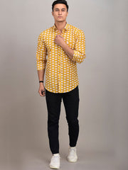 Buy Oversized streetwear Traditional Mustard Gajraj Block Printed Shirt Online - RoadTrip®