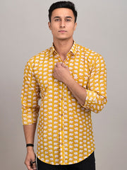 Buy Oversized streetwear Traditional Mustard Gajraj Block Printed Shirt Online - RoadTrip®