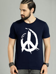 Stylish Peace Symbol Printed T-Shirt